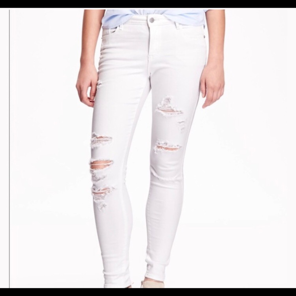 Old Navy Distressed White Rockstar Jeans